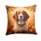 Edge Collections - 18" x 18" - Multicolor - Brittany Spaniel Fall Decorative Throw Pillow , Machine Washable - 1 Piece